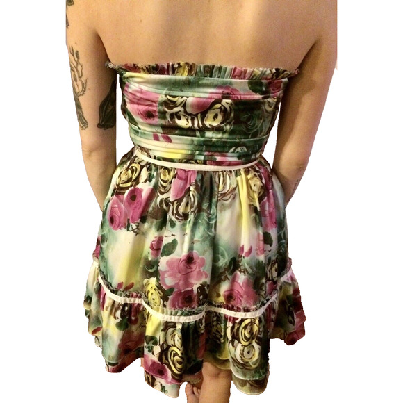 MINUET Dress Womens Small Strapless LILAC PINK FLORAL WEDDING CRUISE PARTY Dress - Picture 2 of 6